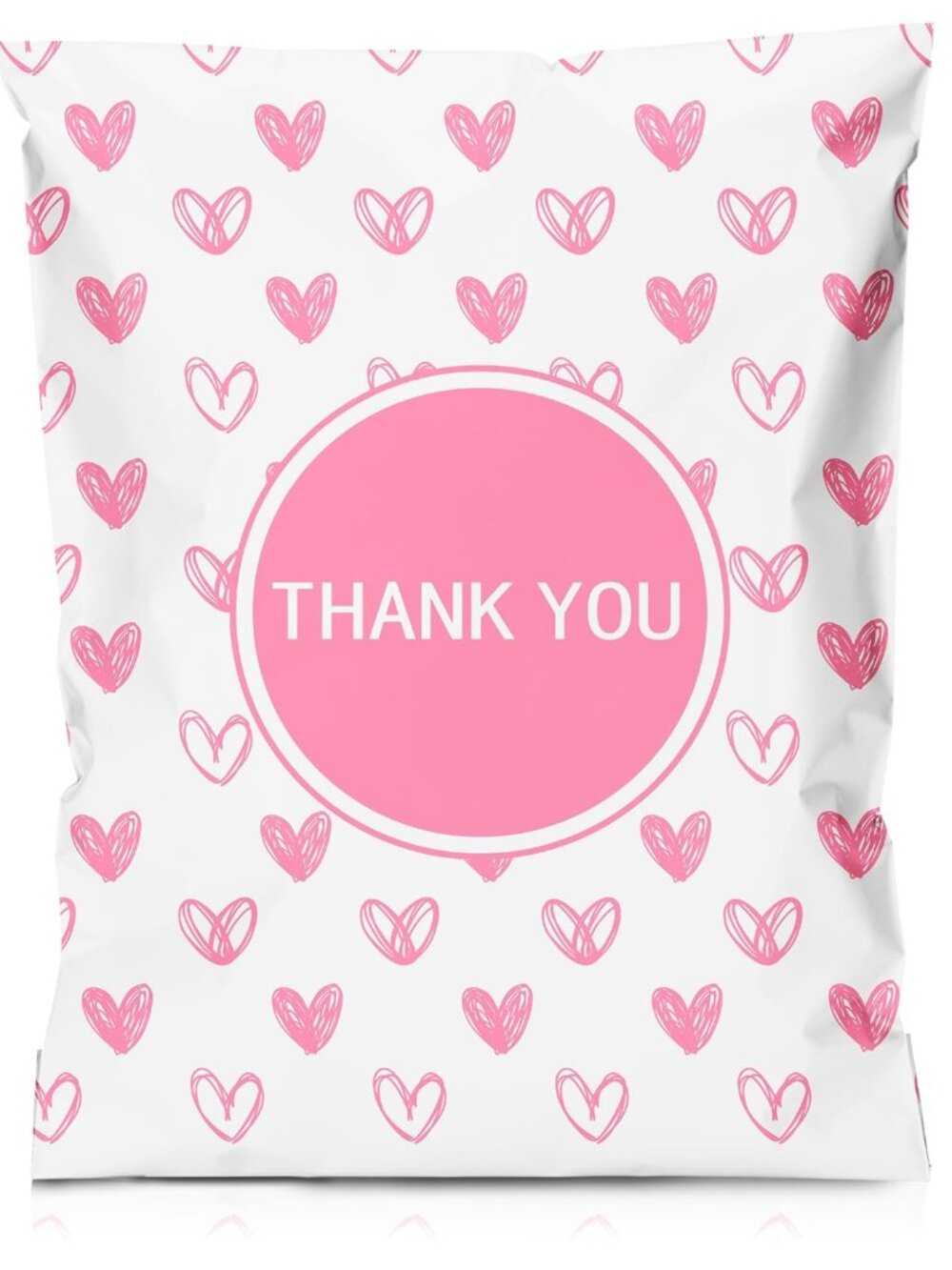 (25) 6x9 Pink Heart "Thank You" Poly Mailer – 6x9 Shipping Bag